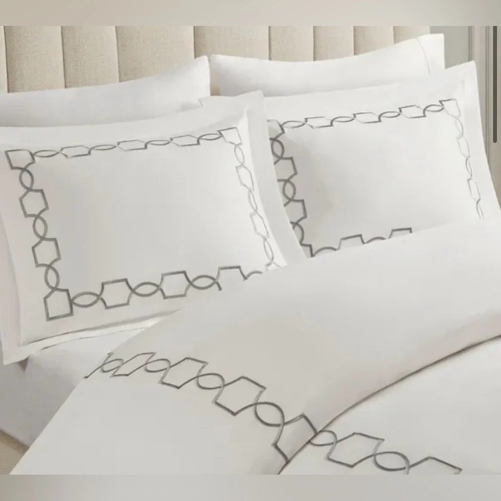 Croscill Home Villa 3 Piece Duvet Set Queen/Full Steel Gray